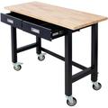 48in Work Bench Adjustable Workbench with Drawer Storage Heavy Duty Bamboo Wood Work Table with Wheels for Garage Home Office