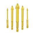 Zainafacai Drill Bit Set 5Pcs Efficient Universal Drilling Tool Multi Function Triangle Alloy Drill Bit Tip Tools Bit Set Suitable for Glass Ceramic Tile Wall and Wood (3Mm~7Mm) Craft Supplies Gold