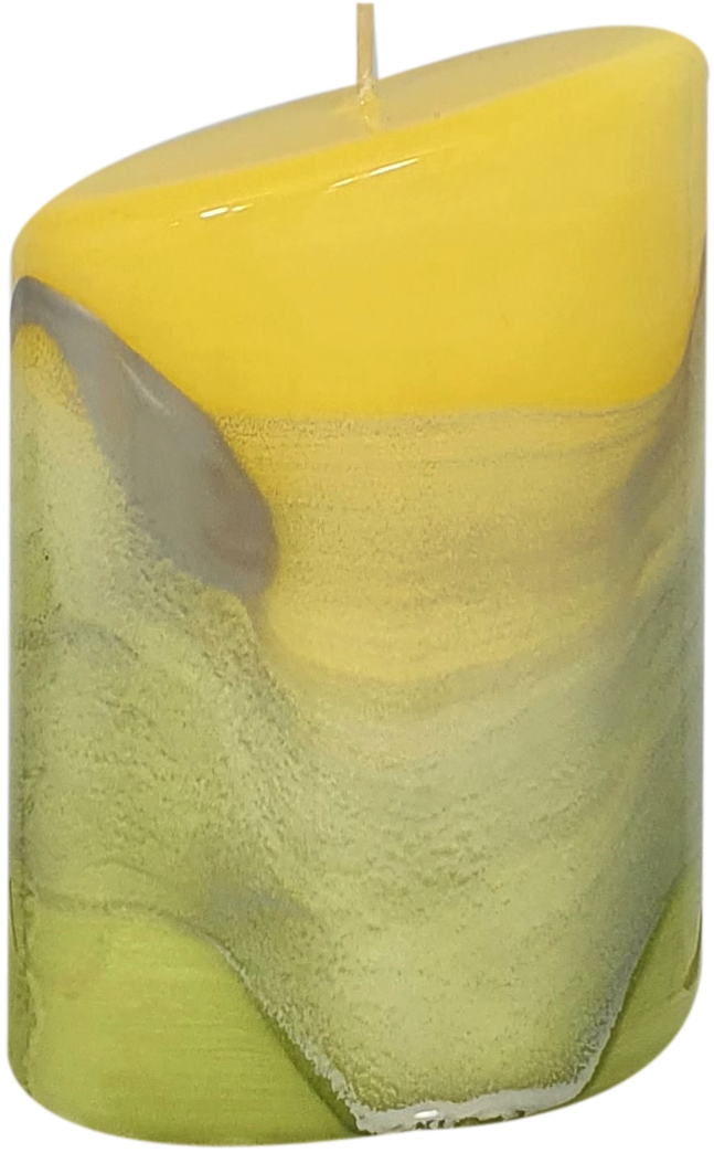 Ovalkerze "Design Lotos" gelb/grün 130 x Ø 90 mm Image