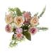 1 Bunch Artificial Flower Anti-fading Realistic Looking 5 Forks 4 Rosebuds Wedding Simulation Bouquet Home Decor