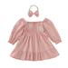 Bjutir Cute Dresses For Girls Toddler Fall Dress Plaid Princess Dress Party Long Sleeve With Headband Autumn Clothes
