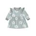 Emmababy Flower Print Fall Dress with Long Sleeves and Crew Neck for Girls