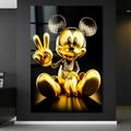 Wandbild Moderne Kunst , MICKEY MOUSE Goldene Luxusmodemarke Art , Leinwand , Acrylglas , Poster , Wand Bild Home Deko Schwarz Gold