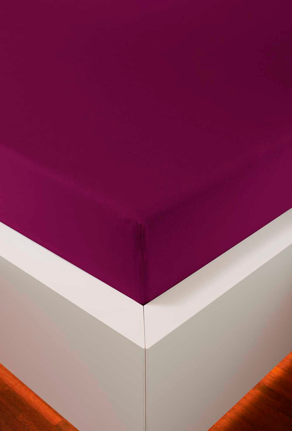 Spannbettlaken BELLANA "Jersey-Elasthan Aqua in Gr. 90x200, 140x200 oder 180x200 cm", rot (burgund), 1 Stk., Jersey, 140x200 140x210 140x220 150x200 150x210 150x220 160x200 160x210 160x220 35, Jersey, Obermaterial: 97% Baumwolle, 3% Elasthan,...