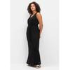 Maxikleid SHEEGO "Große Größen", Damen, Gr. 50, Normalgrößen, schwarz, Obermaterial: 95% Viskose, 5% Elasthan, unifarben, feminin, figurumspielend lang, Rundhals, ohne Ärmel, Kleider, mit Spitze am Rückenausschnitt