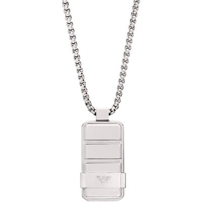 Kette mit Anhänger EMPORIO ARMANI "EAGLE LOGO EGS3078040", silber (edelstahlfarben), Halsketten, Damen, Edelstahl, L: 52