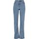 Bequeme Jeans URBAN CLASSICS "Damen Ladies Highwaist Straight Slit Denim Pants" Gr. 27, Normalgrößen, blau (tinted lightblue washed) Damen Jeans