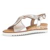Sandalette GABOR "GENUA", Damen, Gr. 44, gold (goldfarben), Glattleder, metallic, klassisch, Schuhe, Keilabsatz, Sommerschuh, Riemchensandale in Komfortweite G (=weit)