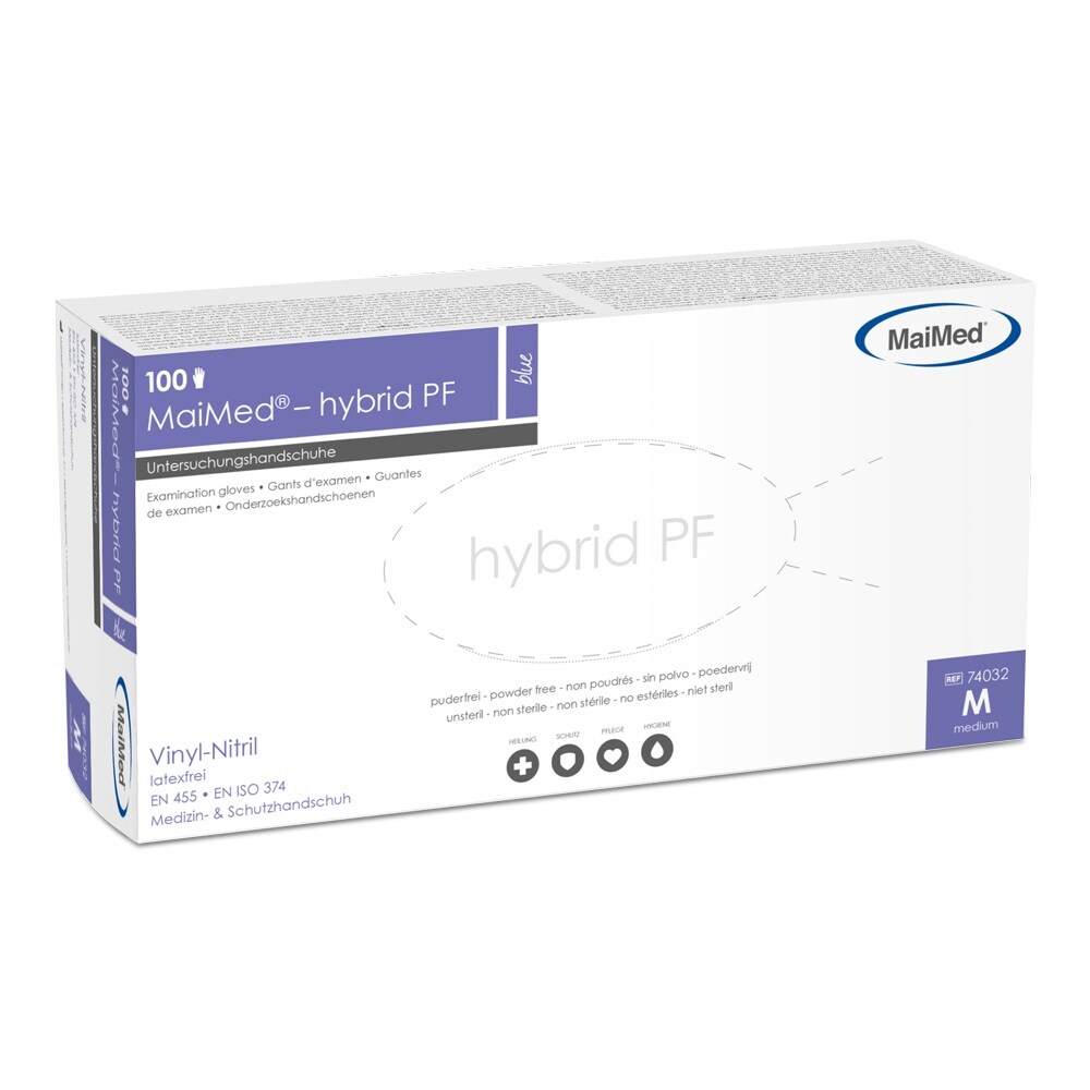 MaiMed Hybrid PF | 1000 Einmalhandschuhe | blau | Gr. M | Einweghandschuhe Image