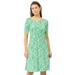 Plus Size Women's Short Sleeve Fit & Flare Dress by ellos in Kelly Green Ditsy Floral (Size 26/28)