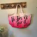 Victoria's Secret Bags | Large Hot Pink Ombre Canvas Victoria's Secret Beach Bag Tote | Color: Pink | Size: Os