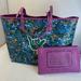 Coach Bags | Coach Rose Meadow Floral Reversible Bag W/ Zipper Pouch | Color: Blue/Purple | Size: Os