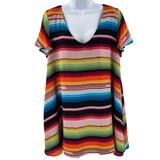 Anthropologie Dresses | Anthropologie Judith March Sedona Serape Rainbow Striped Tunic Dress | Color: Black/Pink | Size: S