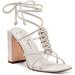 Jessica Simpson Shoes | New Jessica Simpson Maena Lace-Up Strappy Leather High Heel Sandal Sz 9.5 | Color: White | Size: 9.5