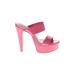 Steve Madden Heels: Slip-on Platform Feminine Pink Print Shoes - Women's Size 7 1/2 - Open Toe