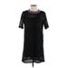 English Factory Casual Dress - Shift Crew Neck Short sleeves: Black Print Dresses - Women's Size Small