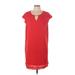 She + Sky Casual Dress - Shift Keyhole Short sleeves: Red Print Dresses - Women's Size Large