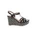 Clarks Wedges: Black Print Shoes - Women's Size 6 - Open Toe