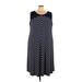 Catherines Casual Dress - Midi Scoop Neck Sleeveless: Blue Chevron/Herringbone Dresses - Women's Size 4X