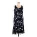 Luxe by Carmen Marc Valvo Casual Dress - A-Line Scoop Neck Sleeveless: Blue Print Dresses - New - Women's Size 22