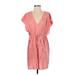 LOFT Beach Casual Dress - Mini Plunge Short sleeves: Pink Dresses - Women's Size X-Small