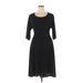 Signature Casual Dress - A-Line Scoop Neck 3/4 sleeves: Black Print Dresses - Women's Size X-Large