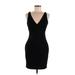 Lulus Casual Dress - Sheath Plunge Sleeveless: Black Solid Dresses - Women's Size Medium