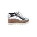 Stella McCartney Wedges: Silver Print Shoes - Women's Size 39 - Almond Toe