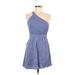 Abercrombie & Fitch Casual Dress - A-Line One Shoulder Sleeveless: Blue Print Dresses - Women's Size Small