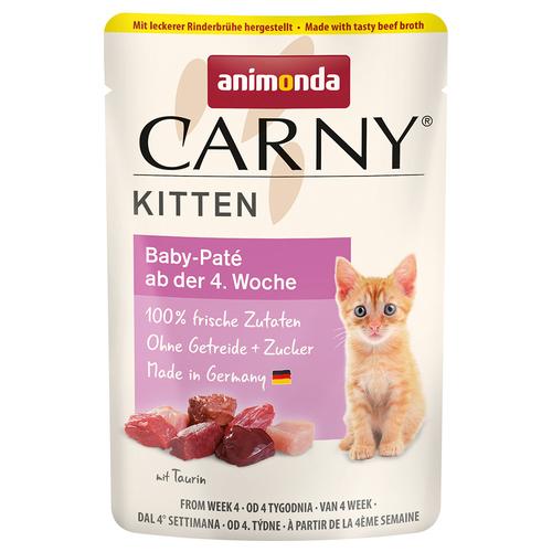 12x 85g animonda Carny Kitten Pouch Baby-Paté mit Rinderbrühe Katzenfutter nass