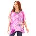 Plus Size Women's Georgette Peasant Poncho by Catherines in Berry Pink Tropical Chevron (Size 0X/1X)