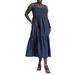 Plus Size Women's Mixed Fabric Tank Dress by ELOQUII in Navy (Size 24)