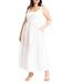 Plus Size Women's Mixed Fabric Tank Dress by ELOQUII in White (Size 14)