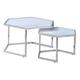 Lot de 2 tables basses Gigogne hexagona chrome et plateau verre marbré Blanc