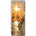 Feeby - Horloge Panoramique Coucher de Soleil sur L'Eau - 30 x 90 cm - Marron, Orange