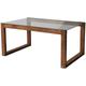 Petite table basse en bois massif marron et plateau en verre trempé Darone 85cm