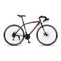 TiLLOw Adult Bicycle, Road Bike 21/24/27/30 Speed, 700C Wheels, Racing Fork Double Disc Brake, Road Bicycle Racing (Color : BLACK-RED, Size : 30-SPEED_30MM)