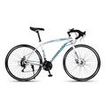 TiLLOw Adult Bicycle, 21/24/27/30 Speed, Road Bike 700C Wheels, Men's And Women Aluminum Wheels 26 Inch Variable Speed High Carbon Steel Frame (Color : WHITE-BLUE, Size : 27-SPEED_30MM)