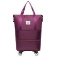 Large Capacity Duffel Bag Collapsible Rolling Luggage Bag Waterproof Lightweight Suitcases without Telescoping Handle, dark purple, Suitcases With Wheels