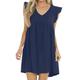 Womens Summer Sleeveless Mini Dress Casual Loose V Neck Sundress with,Summer Dresses for Women (Dark blue,S)