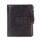 VOSMII Wallet Vintage Style Leather Wallet Men's First Layer Cowhide Zipper Short Coin Purse Zipper Wallet (Color : Dark Brown)