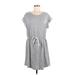 Moa Moa Casual Dress - Mini Scoop Neck Short sleeves: Gray Print Dresses - Women's Size Medium