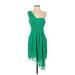 H&M Cocktail Dress - Party Open Neckline Sleeveless: Green Solid Dresses - Women's Size 6