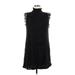 Cable & Gauge Casual Dress - Mini Turtleneck Sleeveless: Black Solid Dresses - Women's Size X-Large