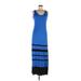 Calvin Klein Casual Dress Scoop Neck Sleeveless: Blue Print Dresses - Women's Size 8