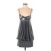 Windsor Cocktail Dress - Mini V Neck Sleeveless: Gray Solid Dresses - Women's Size 5
