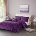 4pc Full/ Queen Luxurious Crushed Velvet Comforter Set Purple