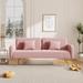 70.47 inch Pink Fabric Double Sofa with Split Backrest and Two Throw Pillows