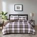 Full/ Queen Plaid Comforter Set Brown