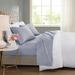 4pc Queen 600 Thread Count Cooling Cotton Blend Sheet Set Blue